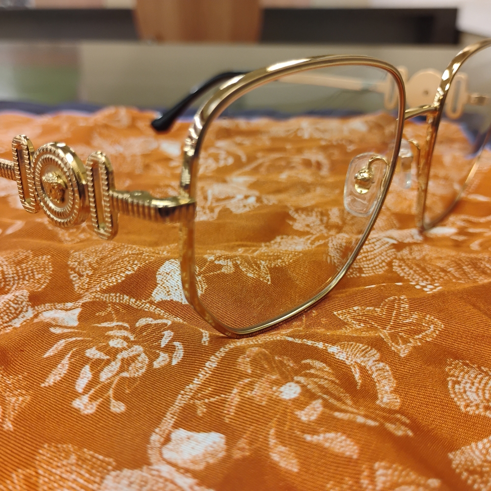 VERSACE VERSACE Gold Square Frame Glasses